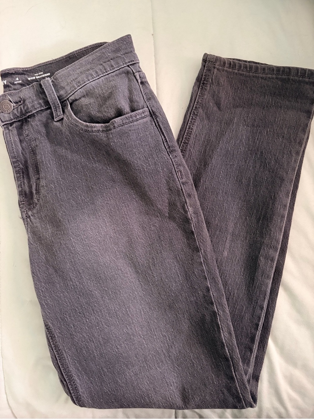 Old Navy Women's Dark Gray Mid-Rise WOW Boyfriend Straight-Leg Jeans